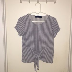 Blue Rain striped tie knot top